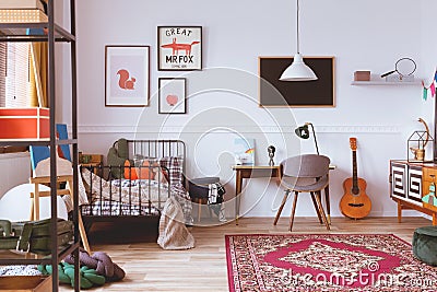 Vintage style kids bedroom with furniture Stock Photo