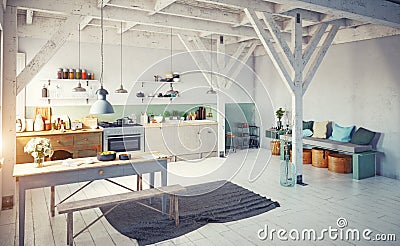 Style kitchen interior. Stock Photo