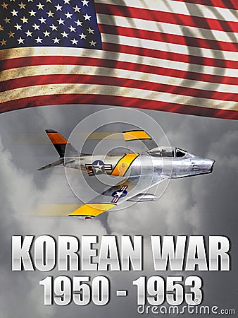 Korean War banner or poster. USA vs North Korea Cartoon Illustration