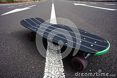 Vintage Style Longboard Black Skateboard Stock Photo