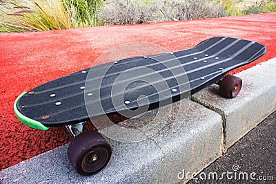 Vintage Style Longboard Black Skateboard Stock Photo