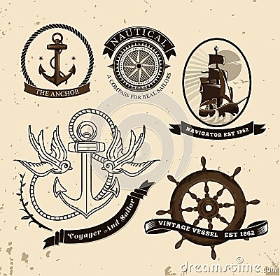 Vintage style nautical theme vector Vector Illustration