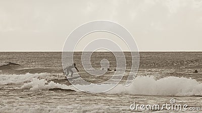 Vintage style photography of young surfers Stock Photo