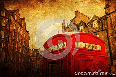 Vintage style picture of a callbox in Edinburgh Stock Photo
