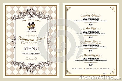 Vintage style restaurant menu design Vector Illustration