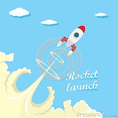 Vintage style retro poster of Rocket launcher. Vector Illustration