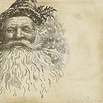 Vintage Style Santa Christmas Scrapbook Background Stock Photo