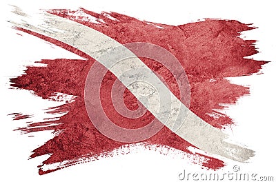Vintage style scuba flag. Diver down flag. Brush stroke. Stock Photo