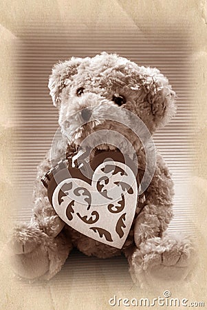 Vintage style teddy bear Stock Photo