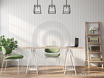 Vintage style working room 3d render Stock Photo