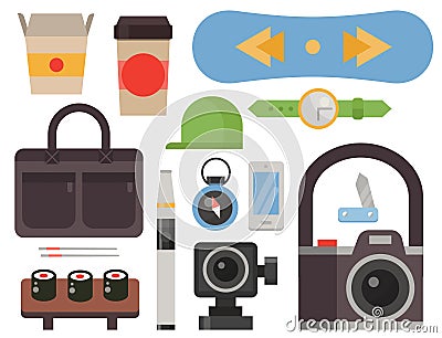 Vintage styled design hipster icons vector signs and symbols templates gadgets element and other things illustration. Vector Illustration