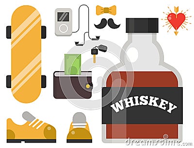 Vintage styled design hipster icons vector signs and symbols templates gadgets element and other things illustration. Vector Illustration