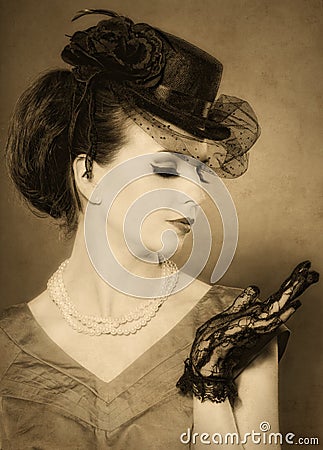 Vintage styled portrait of a beautiful women Stock Photo