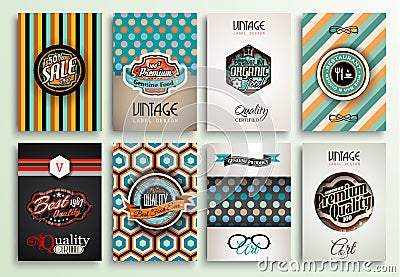 Vintage Styles brochure templates set with Labels Vector Illustration