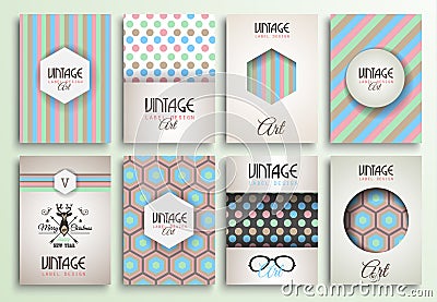 Vintage Styles brochure templates set with Labels Vector Illustration