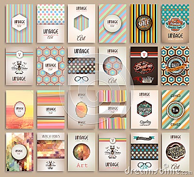 Vintage Styles brochure templates set with Labels Vector Illustration