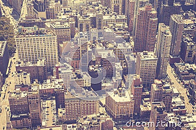 Vintage stylized aerial picture of Manhattan, NYC. Stock Photo