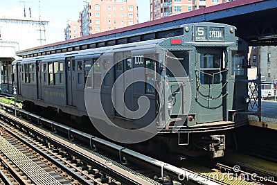 Vintage Subway car at Brighton Beach Station in Brooklyn, New York Editorial Stock Photo