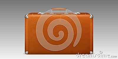 Vintage suitcase, closed brown briefcase Vector Illustration