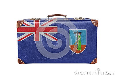Vintage suitcase with Montserrat flag Stock Photo