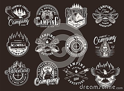 Vintage summer camping badges Vector Illustration