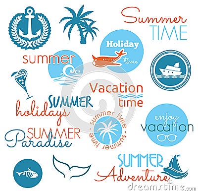 Vintage summer design labels Cartoon Illustration