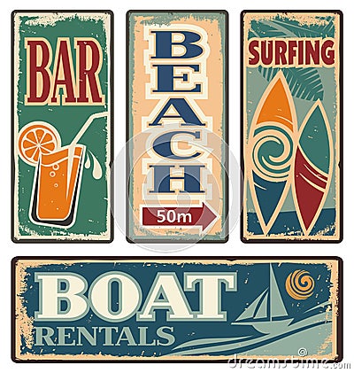 Vintage summer holiday signs Vector Illustration