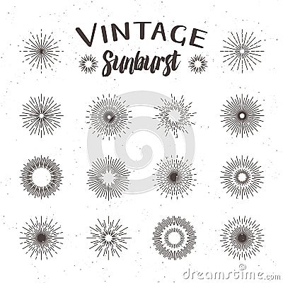 Vintage sunburst. Hipster style Vector Illustration