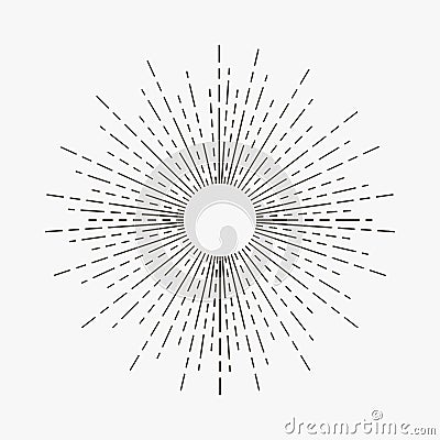 Vintage sunburst. Linear sun rays. Hipster retro starburst element. Vector. Vector Illustration