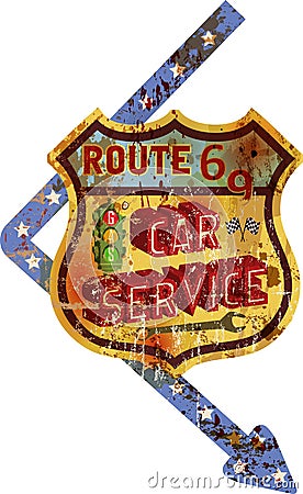 Vintage super grungy american car service and gas station sign, retro distressed and weathered vector illustration Vector Illustration