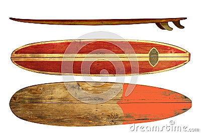 Vintage surfboard isolated on white Stock Photo