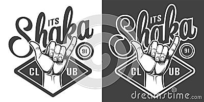 Vintage surfing club monochrome logotype Vector Illustration