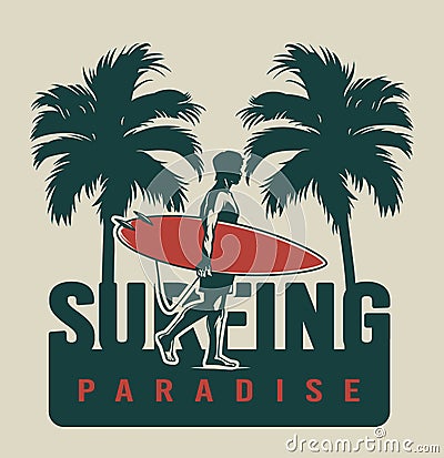 Vintage surfing paradise concept Vector Illustration