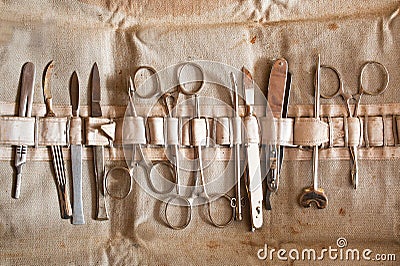 Vintage surgical instruments Stock Photo