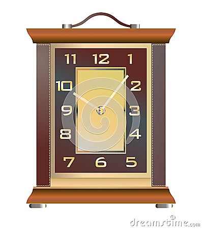 Vintage table clock on a white background Vector Illustration