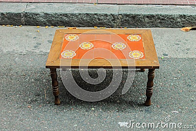 Vintage Table Furniture Retro Object Wood Background Stock Photo