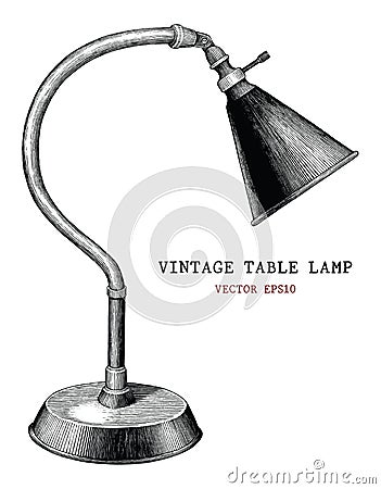 Vintage table lamp hand draw vintage engraving antique style iso Vector Illustration