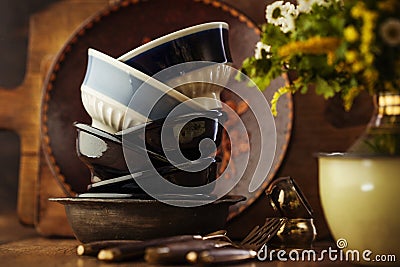 Vintage tableware Stock Photo