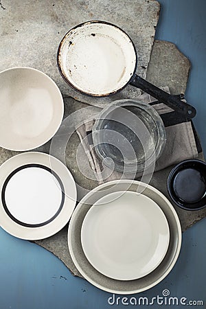 Vintage tableware Stock Photo