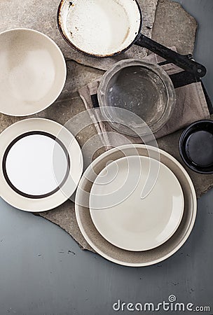 Vintage tableware Stock Photo