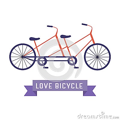 Vintage Tandem Bicycle Icon Vector Illustration