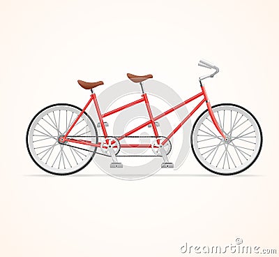 Vintage Tandem Bicycle. Vector Vector Illustration