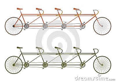 Vintage tandem bike Vector Illustration