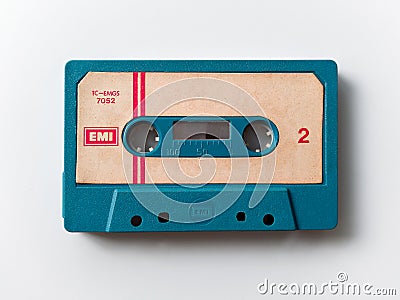 Vintage tape cassette isolated on white background Editorial Stock Photo