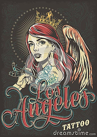 Vintage tattoo convention colorful poster Vector Illustration