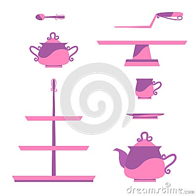 Vintage tea service Vector Illustration