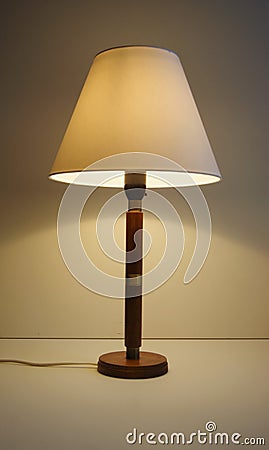 Vintage teak table lamp Stock Photo