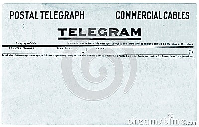 Vintage Telegram Stock Photo