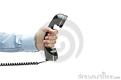 Vintage telephone in hand Stock Photo