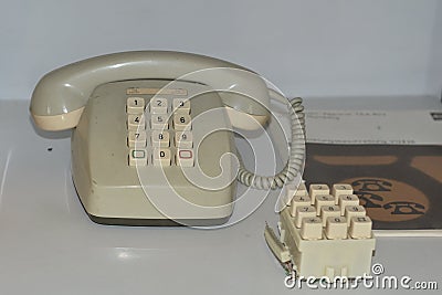 Vintage telephone old fashioned analogue telephone Stock Photo